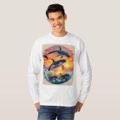 Whale Family Sunset Splash T-shirt (Voorkant volledig)
