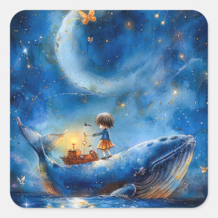 Whale Fantasy Vierkante Sticker