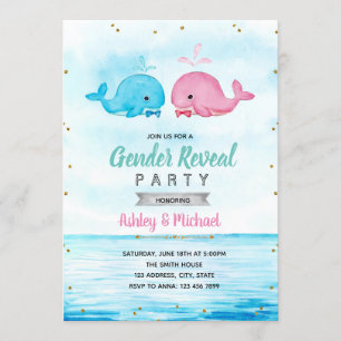 Whale gender onthult partijuitnodiging kaart