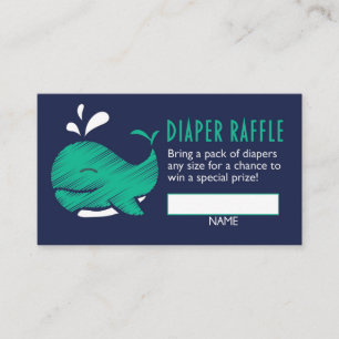 Whale Gender Reveal Luier Raffle Ticket Informatiekaartje