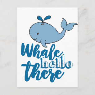 Whale Hallo daar Whale Cartoon Cute Baby Whale de Briefkaart