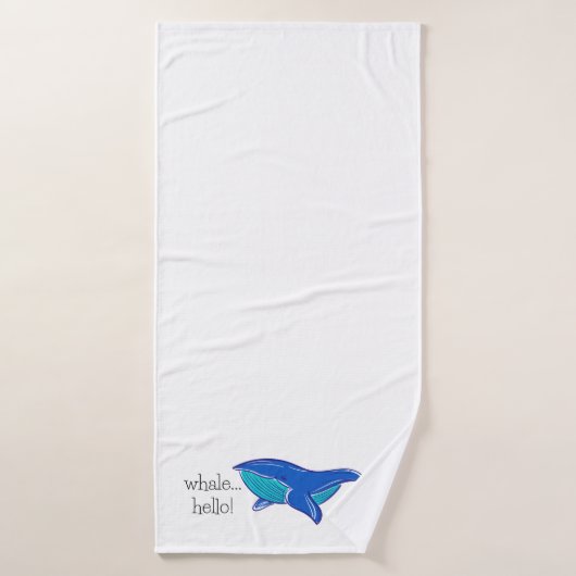 "Whale Hello" Blue Whale White (Serviette de bain)