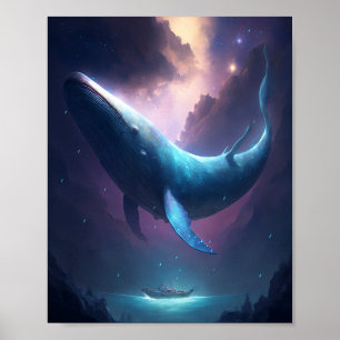 Whale in the Sky Fantasy Kunst Poster