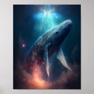 Whale in the Sky Fantasy Kunst Poster