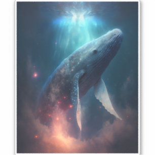 Whale in the Sky Fantasy Kunst Sticker