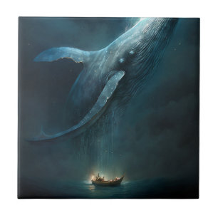 Whale in the Sky Fantasy Kunst Tegeltje
