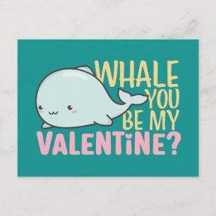 Whale Je bent mijn Valentijn Cute Kind Valentijnsd Briefkaart