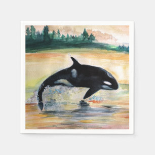 Whale Jumping Orca Standaard Cocktail Papier serve Servetten
