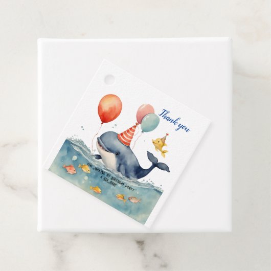 Whale Make a Splash Boys Verjaardag Dank u Bedankjes Labels (In situ)