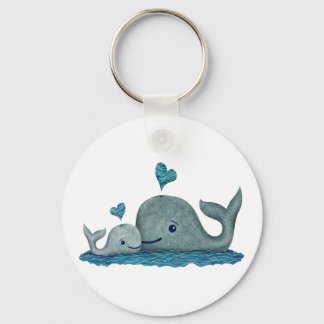 Whale Mam en Baby zwemmen in het Zee Sleutelhanger