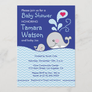 Whale Mammie en Baby Love - Baby shower Invitation Kaart