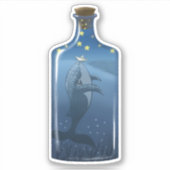 Whale met Bot en sterren in een Sticker met fles (Voorkant)
