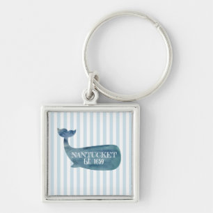 Whale Nantucket Island Vaste Sleutelhanger Button