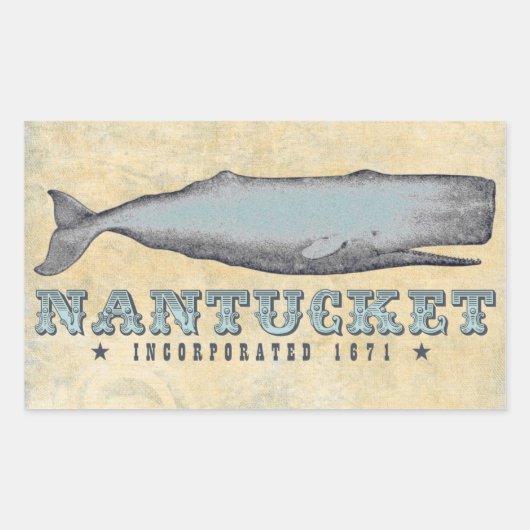 Whale Nantucket MA Inc 1671 Rechthoekige Sticker (Voorkant)