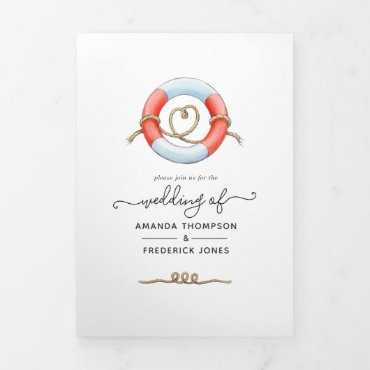 Whale Nautical Wedding Drieluik Uitnodiging (Cover)