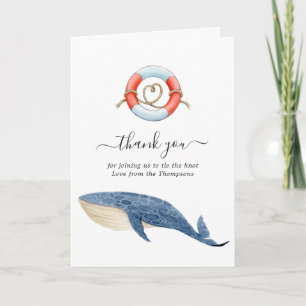 Whale Nautical Wedding Photo Bedankkaart