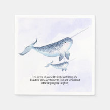 Whale Nautical Zee Blue Ocean Baby shower Napkins