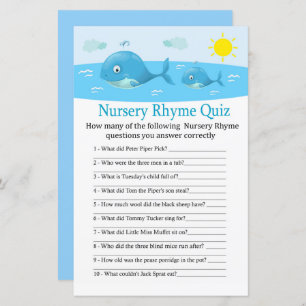 Whale Nursery Rhyme Quiz baby shower game