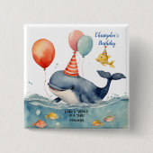 Whale of a Time Boys Verjaardag gepersonaliseerd Vierkante Button 5,1 Cm (Voorkant)