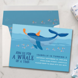 Whale of a Time – Kids Birthday Invitation Kaart