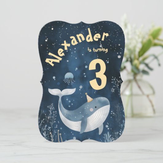 Whale of a Time Ocean Kids Verjaardag Uitnodiging (Staand voorkant)