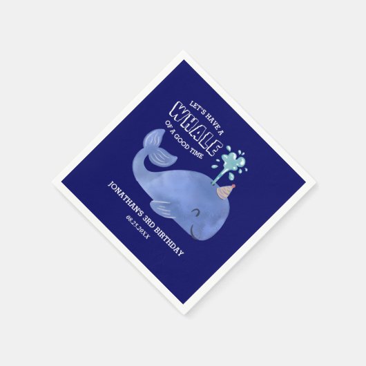 Whale of a Time Schattige Party Pet Navy Birthday Servet (Hoek)