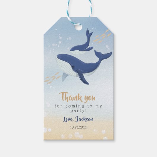Whale onder het Zee Baby shower Cadeaus Labels Cadeaulabel (Voorkant)