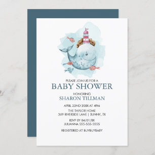 Whale onder het Zee Boy Baby shower Kaart