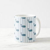 Whale Pattern Blue Stripe Mok (Voorkant rechts)