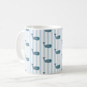Whale Pattern Blue Stripe Mok (Voorkant links)