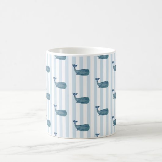 Whale Pattern Blue Stripe Mok (Center)