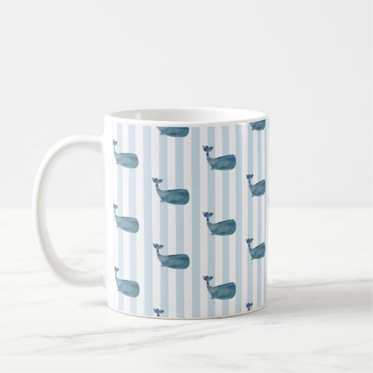 Whale Pattern Blue Stripe Mok (Links)