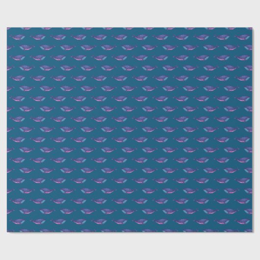 Whale Pattern Ocean Blue Nautical Coastal Schattig Cadeaupapier (Vlak)