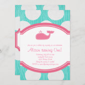 Whale Polka Dot Pool Party Aqua en roze modern Kaart (Voorkant / Achterkant)
