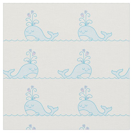 Whale Print Fabric White Stof (Close Up)