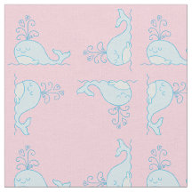 Whale Print stof roze