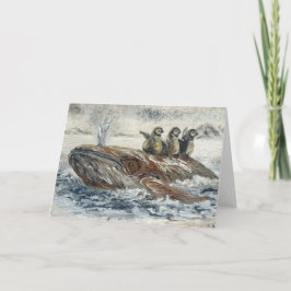 Whale Riders Whimsical Whale and Penguin Ocean Kaart