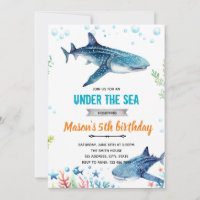 Whale Shark verjaardagsfeestje uitnodiging