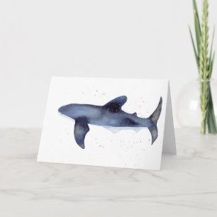Whale Shark Waterverf met Gold Blank Note Kaart