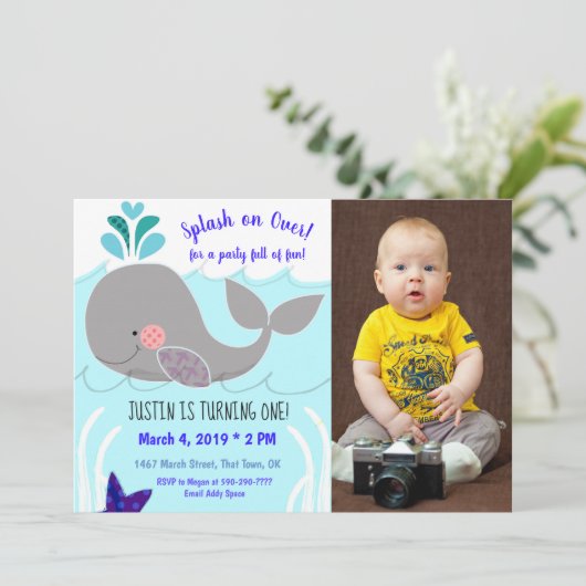 Whale Splash over de eerste uitnodiging op vrijdag (Staand voorkant)