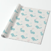 Whale & Starfish Patroon White Cream Cadeaupapier (Uitgerold)