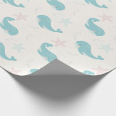 Whale & Starfish Patroon White Cream Cadeaupapier (Hoek)