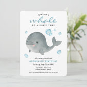 Whale Summer Birthday Party Uitnodiging (Staand voorkant)