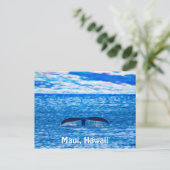 Whale Tail Fractal Blue en Roze Briefkaart (Staand voorkant)
