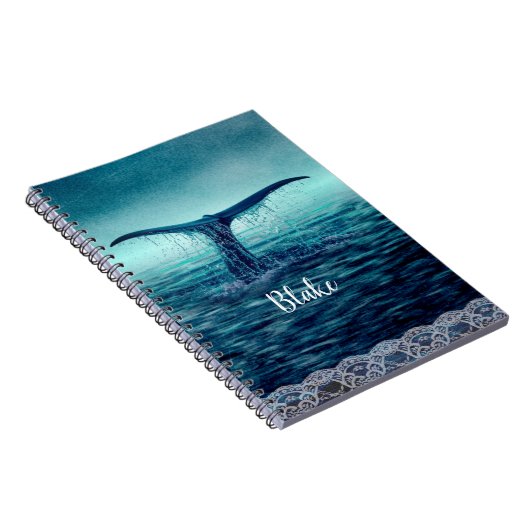 Whale Tail over Ocean Custom Notitieboek (Rechterzijde)