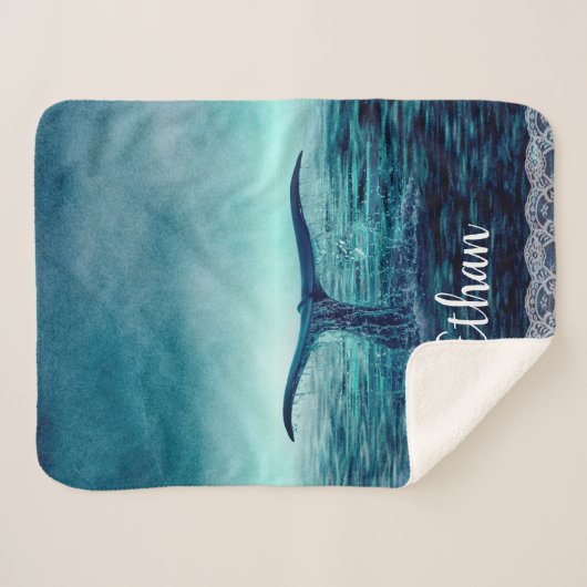 Whale Tail over Ocean Custom Sherpa Deken (Voorkant (horizontaal))