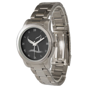 Whale Tail Silver met Romeinse cijfers Horloge