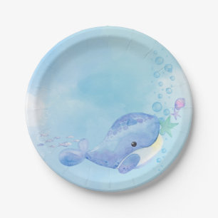 Whale Tastic Blue Verjaardag Papieren Bordje