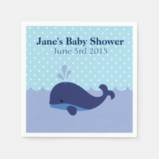 Whale Theme Boy Baby shower servetten (Voorkant)