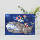 Whale Wishes Cartoon Holiday Kaart (Staand voorkant)